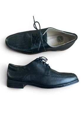 Women’s Cole Haan Black Woven Lace-Up Loafers